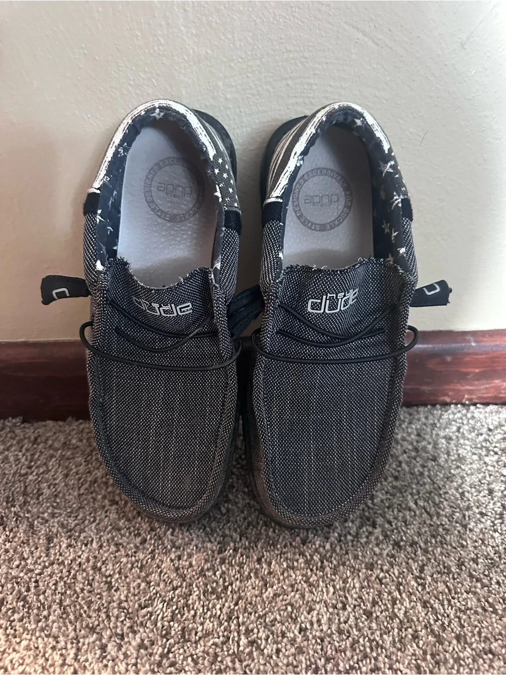 Hey Dude Kids Slip-Ons in Charcoal with Star Lining